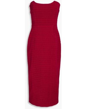 Emilia Wickstead Ryder Strapless Plissé-satin Midi Dress - Red