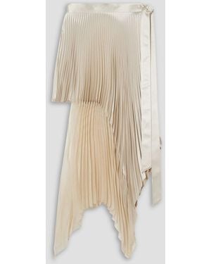 Peter Do Asymmetric Pleated Silk-satin And Chiffon Midi Wrap Skirt - Natural