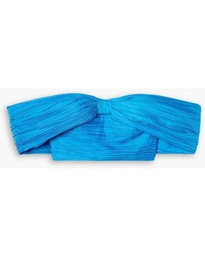 SemSem Schulterfreies bustier aus plissierter seiden-charmeuse - Blau