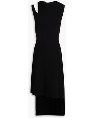 Courreges Asymmetric Cutout Ribbed-Knit Midi Dress - Black
