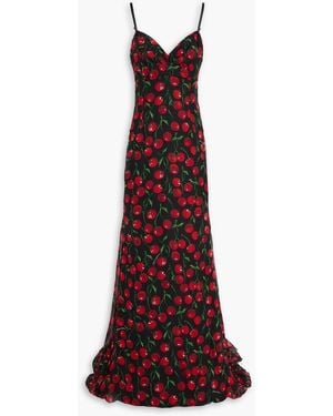 Dolce & Gabbana Printed Silk-chiffon Gown - Red