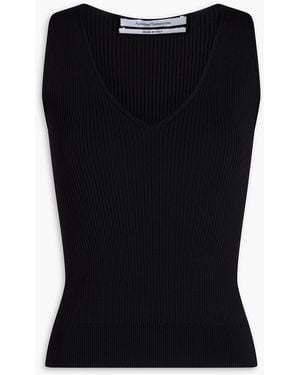 Another Tomorrow Ribbed-Knit Tank - Black