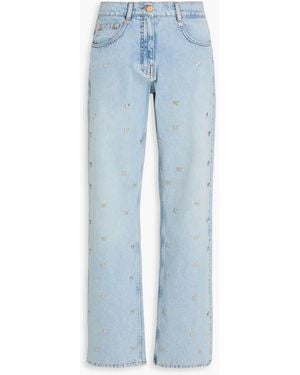 FARM Rio Embellished High-Rise Straight-Leg Jeans - Blue
