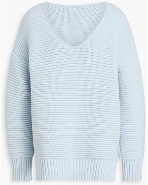 Another Tomorrow Pullover aus einer gerippten merinowollmischung - Blau
