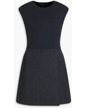 Theory Tweed-Paneled Merino Wool-Blend Mini Dress - Black