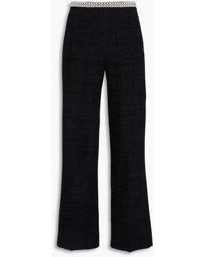 Sandro Embellished Cotton-blend Tweed Wide-leg Trousers - Black