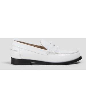 Theory City Glossed-Leather Loafers - White