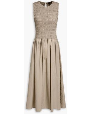 Rag & Bone Lane Shirred Cotton-poplin Midi Dress - Natural