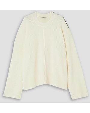 Peter Do Oversized-pullover aus gerippter wolle mit knöpfen - Natur