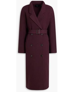 Theory Wool And Cashmere-Blend Trench Coat - Purple