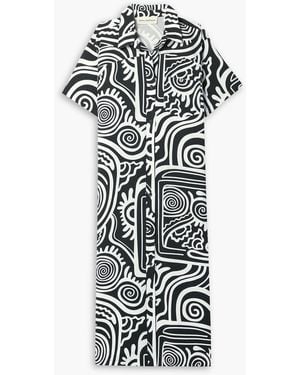 Mara Hoffman Abbie Printed Lyocell And Linen-blend Midi Dress - White