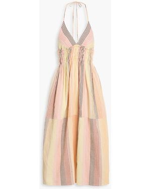 lemlem Gete Striped Cotton And Linen-Blend Gauze Halterneck Midi Dress - Natural