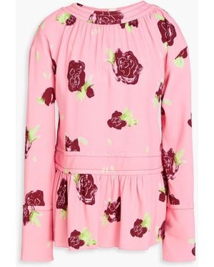 Marni Floral-print Crepe Blouse - Pink