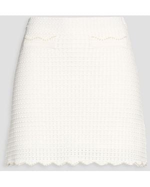 Sandro Bead-Embellished Open-Knit Mini Skirt - White