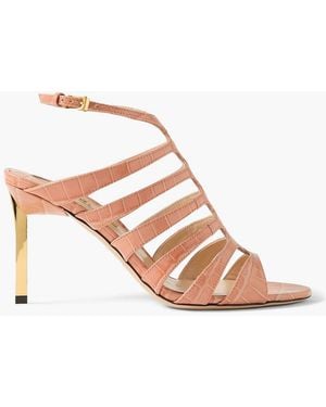 Tom Ford Carine Croc-Effect Patent-Leather Sandals - Pink
