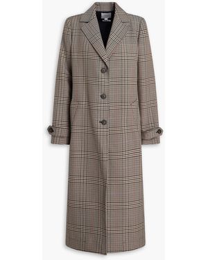 Vince Houndstooth Wool-Blend Coat - Brown