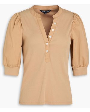 Veronica Beard Coralee Poplin-paneled Pima Cotton-blend Jersey Top - Natural