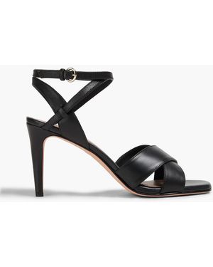 Red(V) Leather Sandals - Black