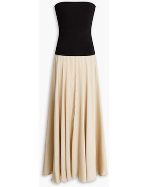 Esse Studios Illi Strapless Stretch-Knit And Crepe De Chine Maxi Dress - Natural