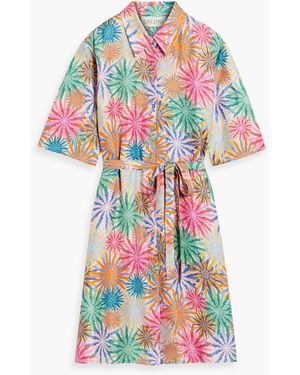 Saloni Jeri Printed Silk-Twill Mini Shirt Dress - White