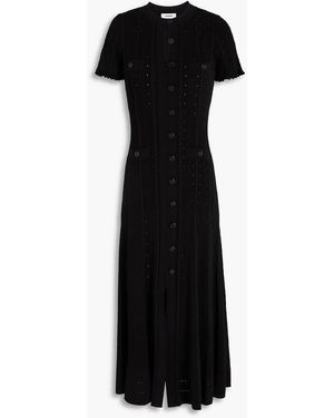 Sandro Pointelle-knit Midi Dress - Black