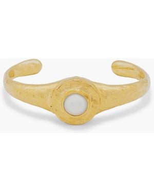 Pamela Love Vivianna Hammered-Plated Faux Pearl Cuff - Metallic