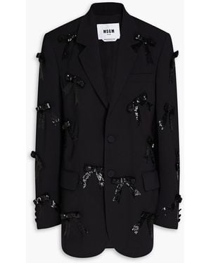 MSGM Bow-embellished Crepe Blazer - Black