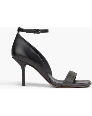 Brunello Cucinelli Bead-Embellished Leather Sandals - Black