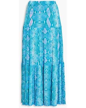 Diane von Furstenberg Austria Reversible Printed Stretch-mesh Midi Skirt - Blue