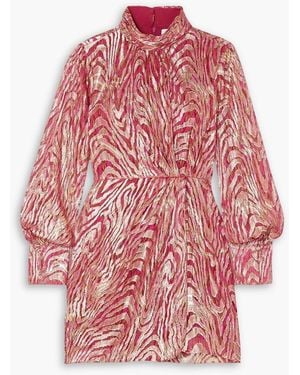 Jonathan Simkhai Halen minikleid aus moiré aus einer seidenmischung mit metallic-fil-coupé und raffungen - Rot