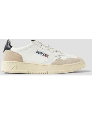 Autry Medalist Suede-Trimmed Leather Sneakers - Metallic