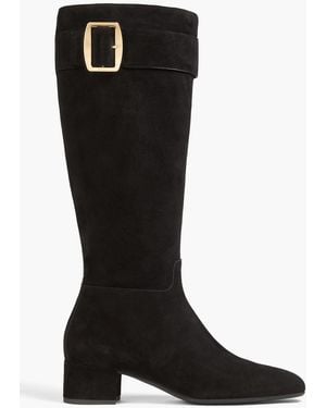 Bally Beloaras 40 Buckled Suede Knee Boots - Black