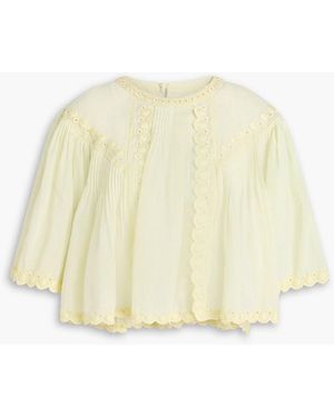 Isabel Marant Cropped Embroidered Ramie Top - Natural