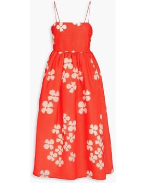 Stine Goya Yanina Floral-Jacquard Midi Dress - Red