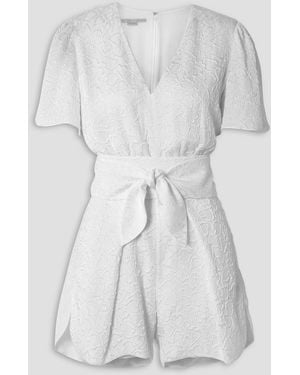 Stella McCartney Lila Belted Silk-blend Cloqué Playsuit - White