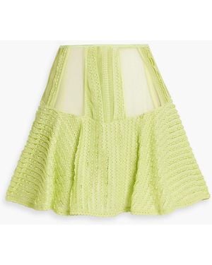 Charo Ruiz Hamaty Ruffled Stretch-Lace Mini Skirt - Yellow