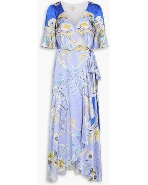 Temperley London Carline Printed Midi Wrap Dress - Blue