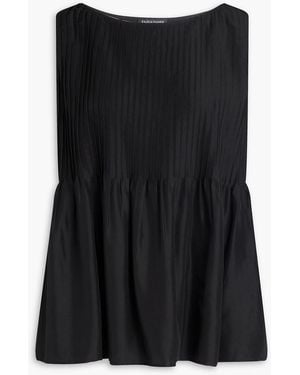 Eileen Fisher Pintucked Silk Top - Black