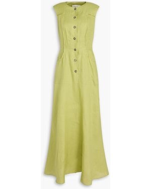 Saloni Sierra Linen Maxi Dress - Green