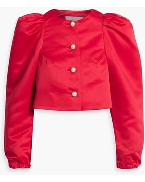 Sleeper Cropped Satin Jacket - Red