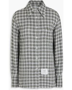 Thom Browne Checked Crocheted Cotton Shirt - Grey