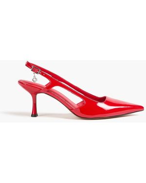 Maje Patent-Leather Slingback Court Shoes - Red