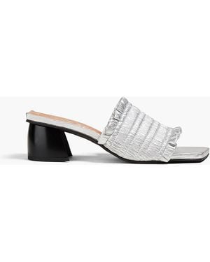 Ganni Shirred Mules - White