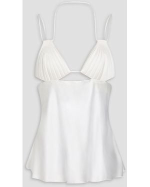 Bevza Oberteil aus satin mit cut-outs - Weiß