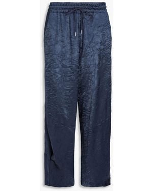 High Crinkled-Satin Wide-Leg Trousers - Blue
