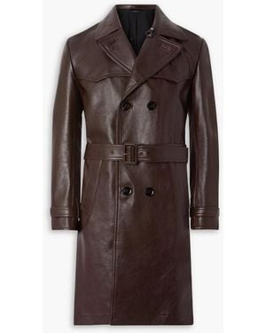 Tom Ford Double-Breasted Leather Trench Coat - Brown