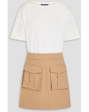 Veronica Beard Elowyn Jersey-paneled Cotton-gabardine Mini Dress - Natural