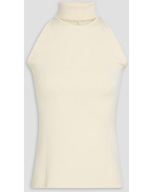 Safiyaa Rollkragenoberteil "chascara" aus stretch-strick mit cut-outs - Natur