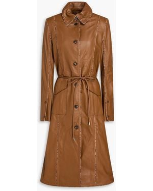 Saks Potts Leather Trench Coat - Brown