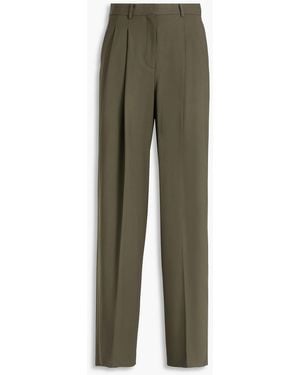 Theory Wool-blend Straight-leg Trousers - Green